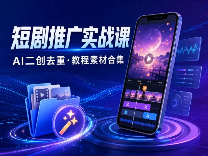 短剧推广实战教程与AI二创去重全套素材合集-数品库