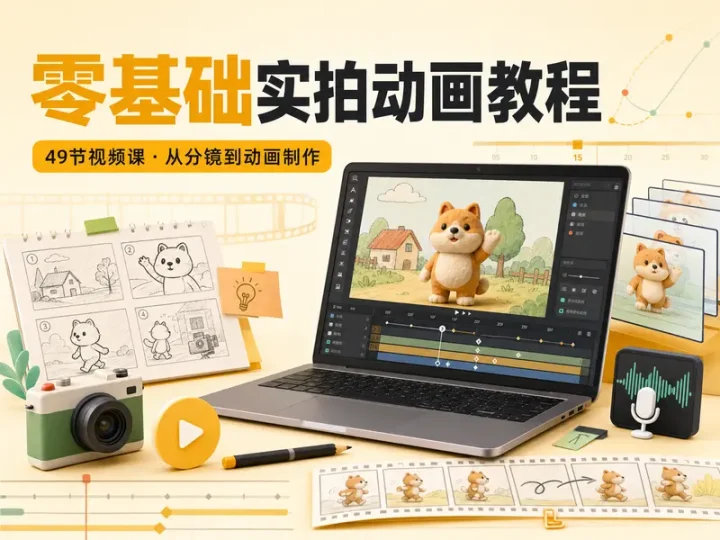 49节零基础实拍动画制作视频教程从分镜到成片-数品库
