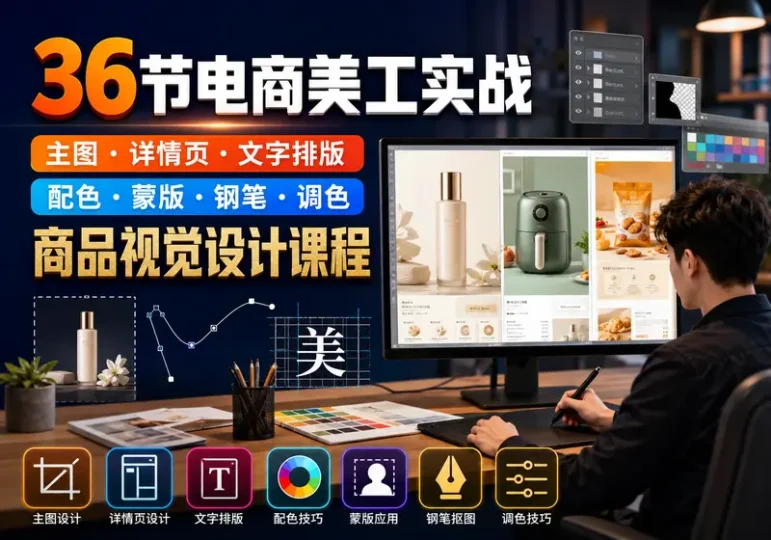 36节电商美工实战教程：商品主图与详情页设计-数品库