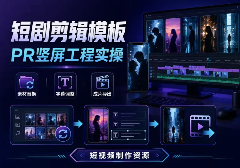 短剧剪辑PR竖屏模板：素材替换与成片导出教程-数品库
